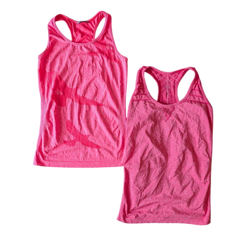 Oiselle Lot of Two Flyte Lux Seamless Racerback Running Tank Top Pink- Small